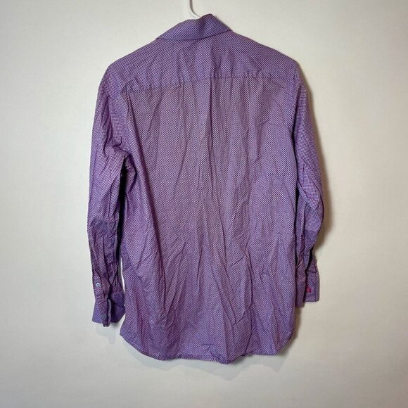 Stacy Adams Button Up Dress Shirts Mens 32/33 Purple Long Sleeve Polka Dot - Picture 8 of 10